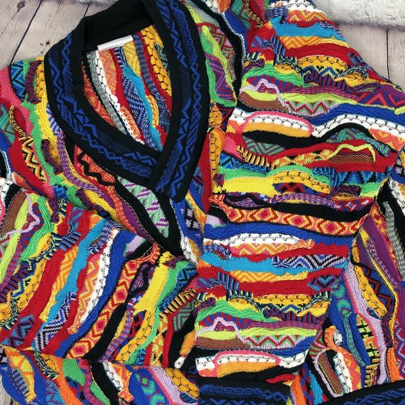COOGI Other - Vtg COOGI Cotton Knit 3-D Sweater Australia V-Neck